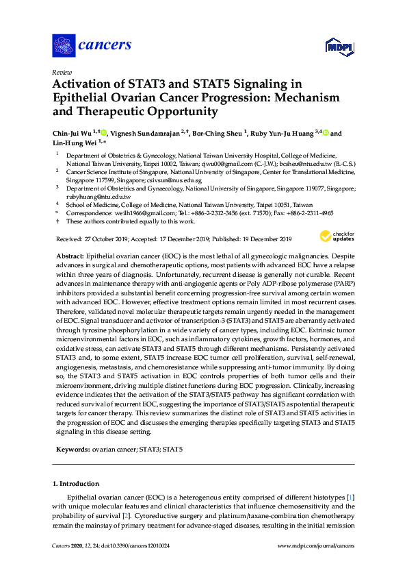 (PDF) Activation of STAT3 and STAT5 Signaling in Epithelial Ovarian ...