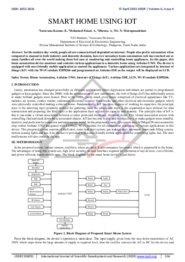 (PDF) Smart Home Using Iot