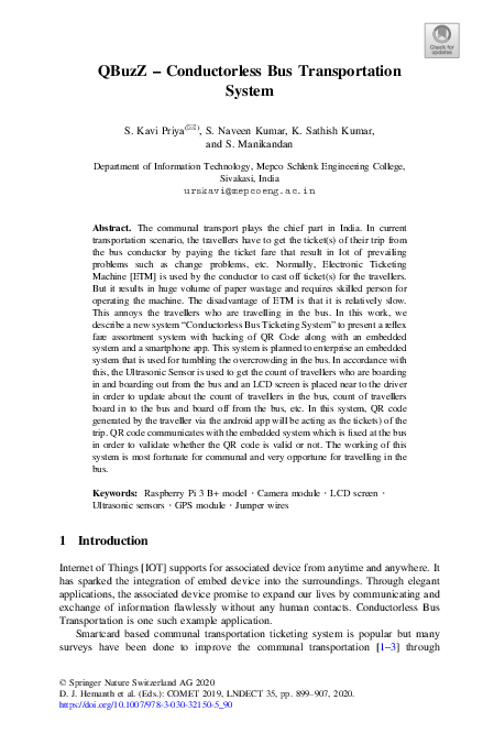 (PDF) QBuzZ – Conductorless Bus Transportation System