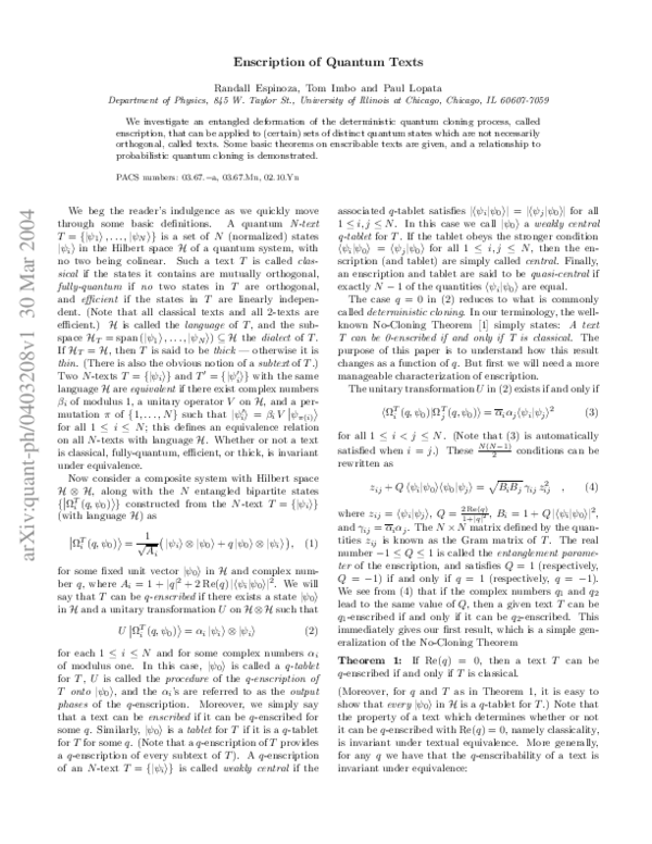 (PDF) Enscription of Quantum Texts