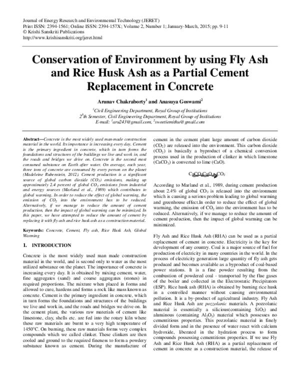 (PDF) Conservation of Environment by using Fly Ash and Rice Husk Ash as ...