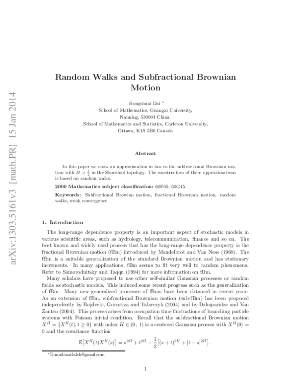 (PDF) Random walks and subfractional Brownian motion