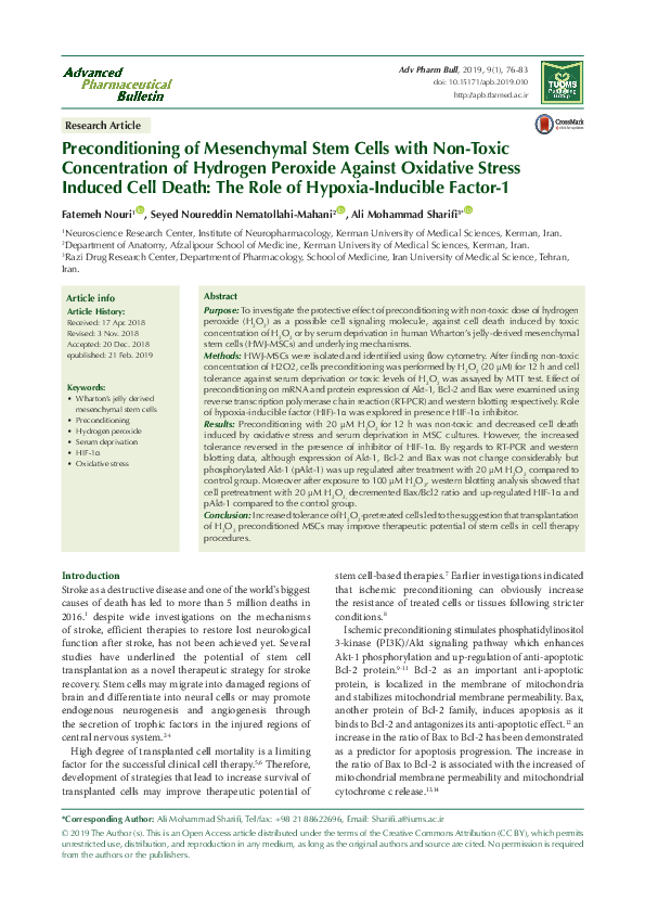 (PDF) Preconditioning of Mesenchymal Stem Cells with Non ...