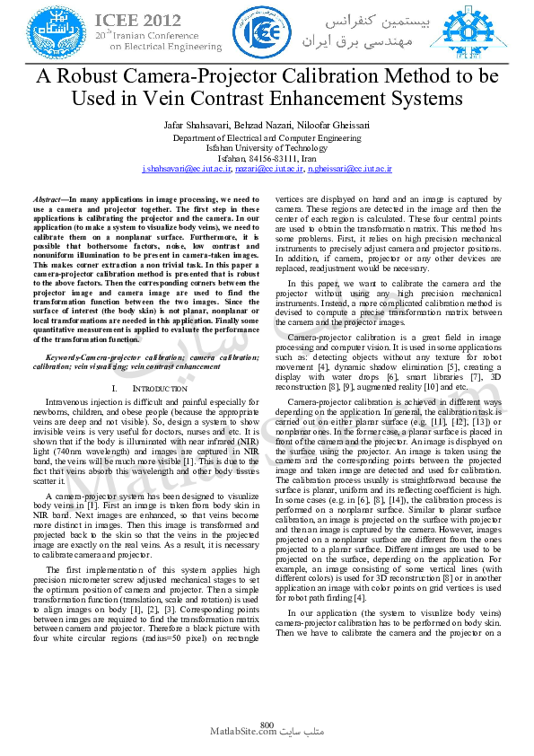 (PDF) A robust camera-projector calibration method to be used in vein ...