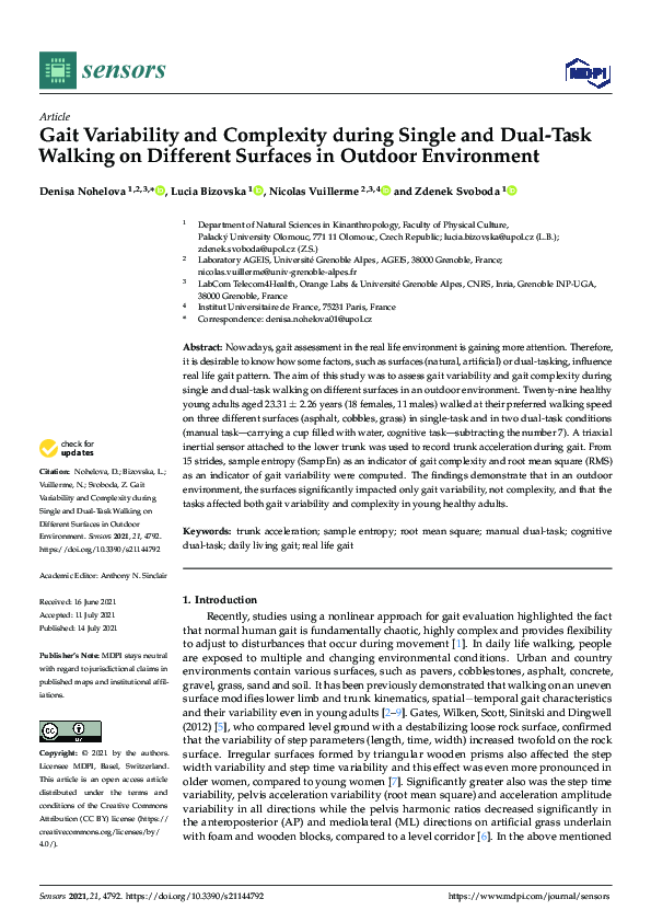 (PDF) Gait Variability and Complexity during Single and Dual-Task ...