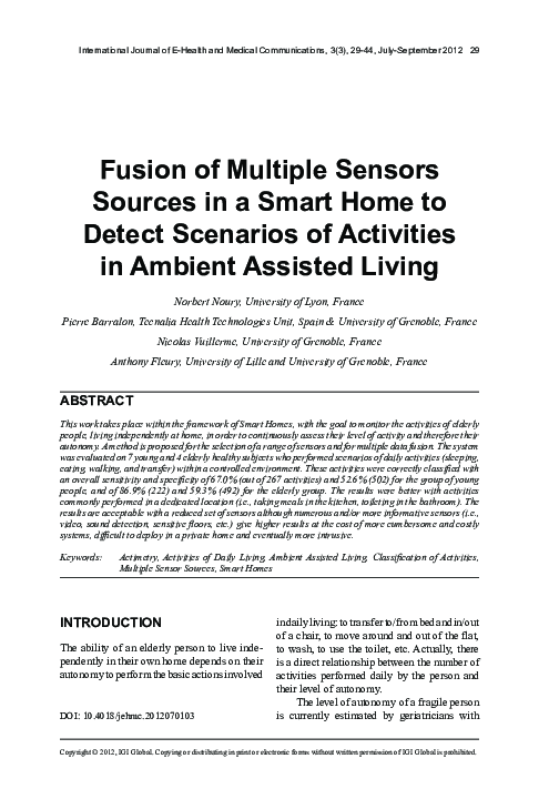 (PDF) Fusion of Multiple Sensors Sources in a Smart Home to Detect ...