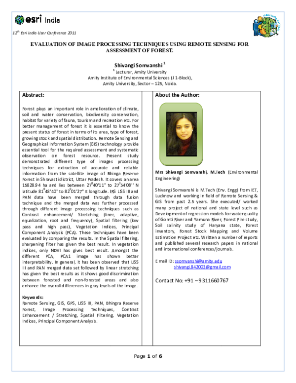 (PDF) Evaluation of Image Processing Techniques Using Remote Sensing ...