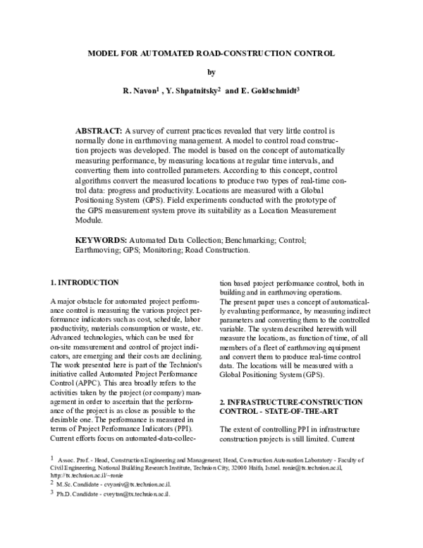 (PDF) Model for Automated Road Construction Control