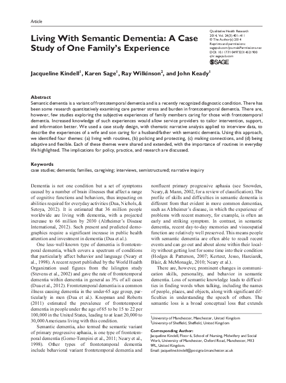 (PDF) Living With Semantic Dementia
