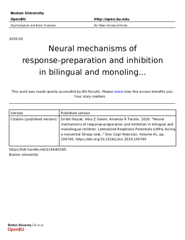 (PDF) Neural mechanisms of response-preparation and inhibition in ...