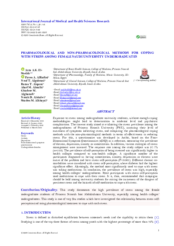 (PDF) Pharmacological and Non-Pharmacological Methods for Coping with ...