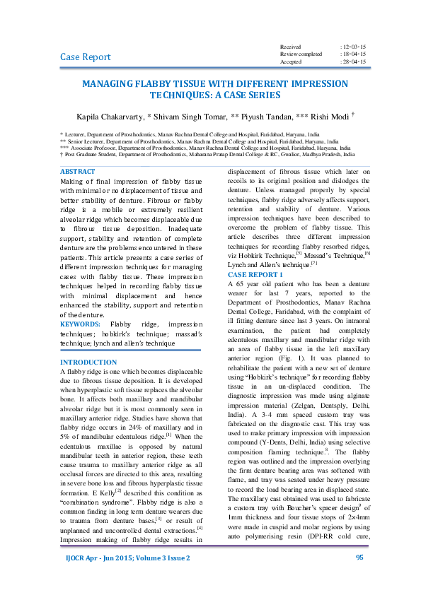 (PDF) Managing Flabby Tissue with Different Impression Techniques: A ...