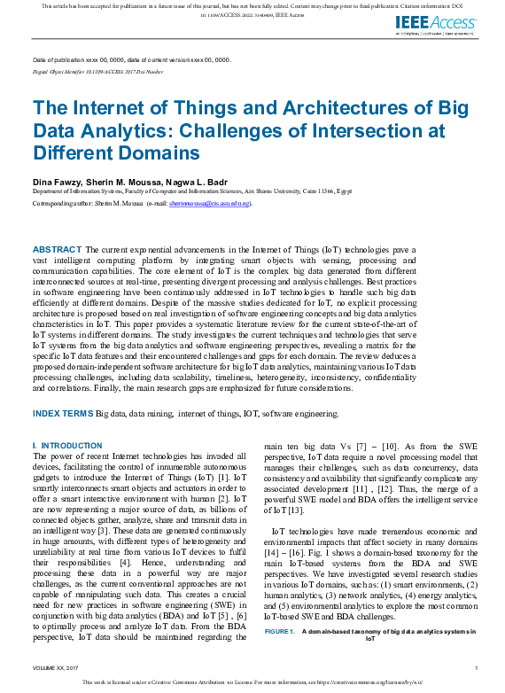 (PDF) The Internet of Things and Architectures of Big Data Analytics ...
