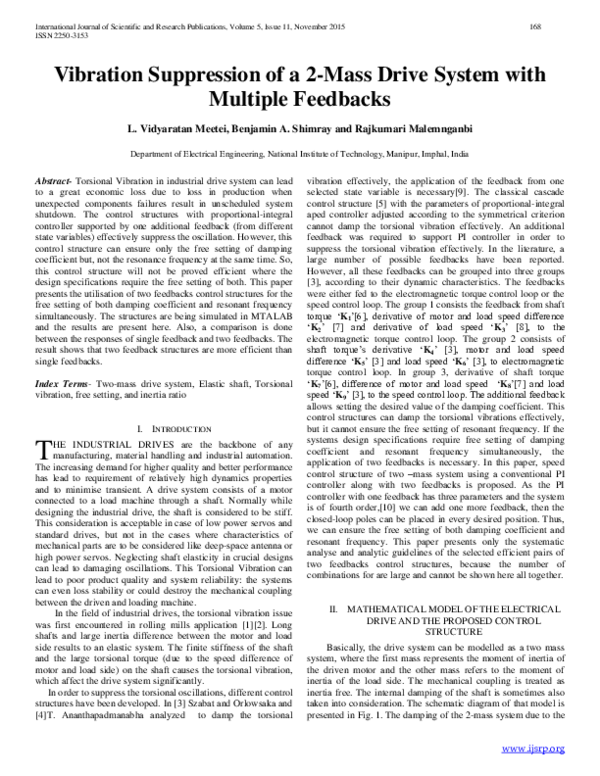 (PDF) Vibration Suppression of a 2Mass Drive System with Multiple Feedbacks