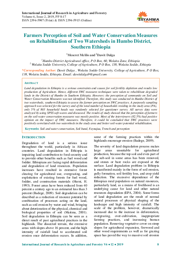 (PDF) Farmers Perception of Soil and Water Conservation Measures on ...
