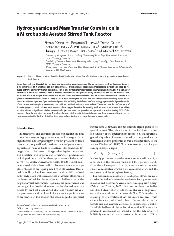(PDF) Hydrodynamic and Mass Transfer Correlation in a Microbubble ...
