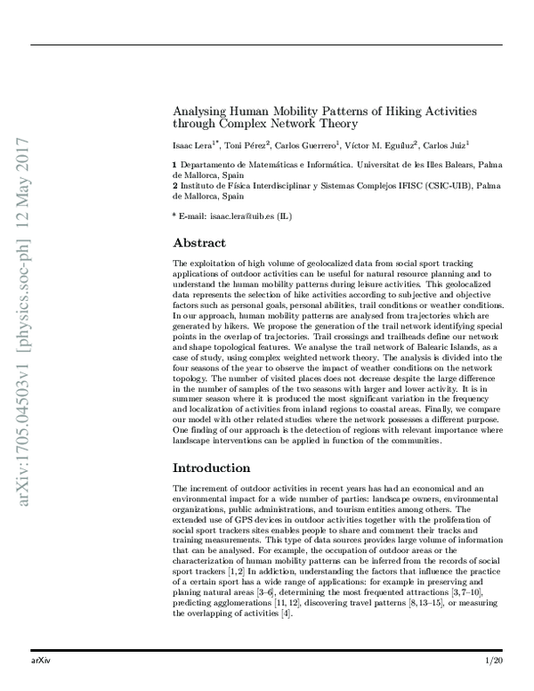 (PDF) Analysing human mobility patterns of hiking activities through ...