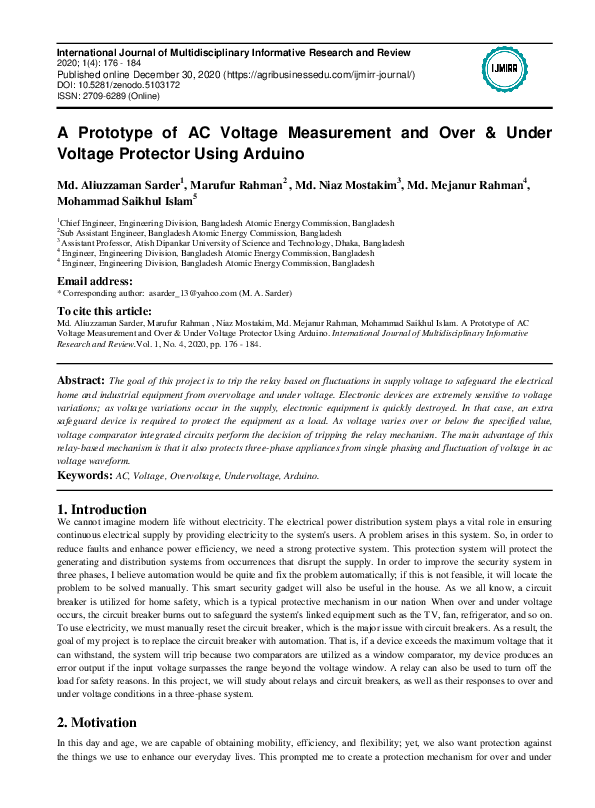 (PDF) A Prototype of AC Voltage Measurement and Over & Under Voltage ...