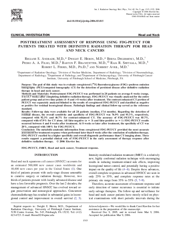 (PDF) Posttreatment assessment of response using FDG-PET/CT for ...