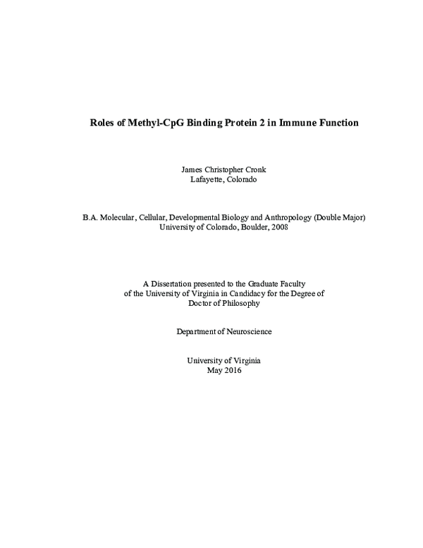 (PDF) Roles of Methyl-CpG Binding Protein 2 in Immune Function