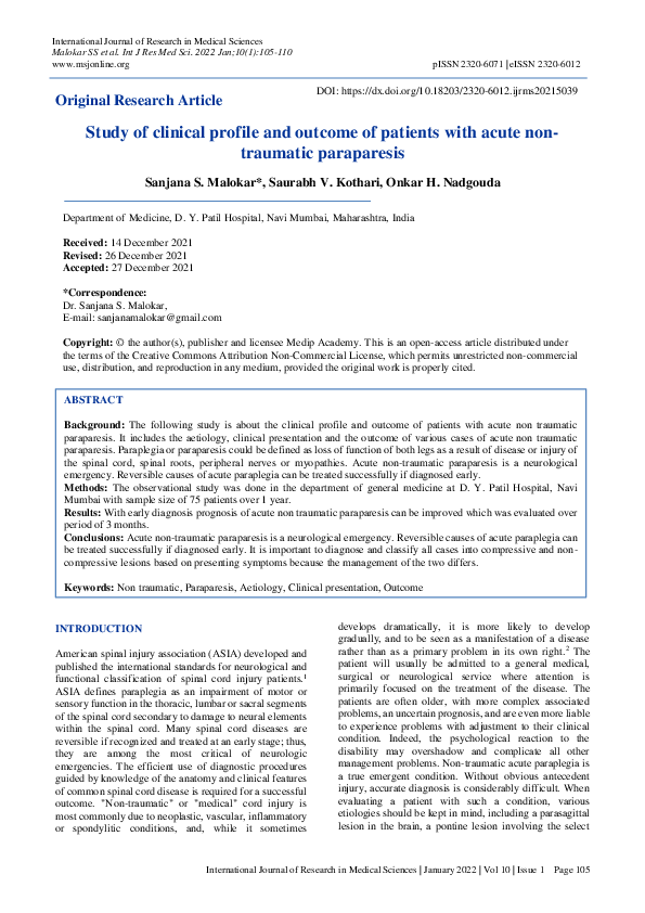 (PDF) Study of clinical profile and outcome of patients with acute non ...