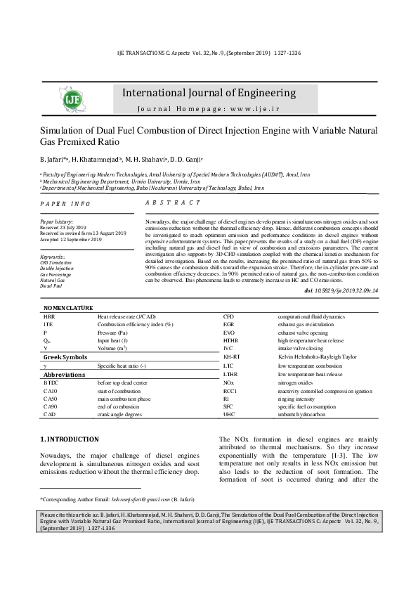 (PDF) Simulation of Dual Fuel Combustion of Direct Injection Engine ...