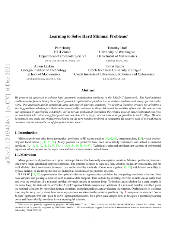 Pdf Learning To Solve Hard Minimal Problems