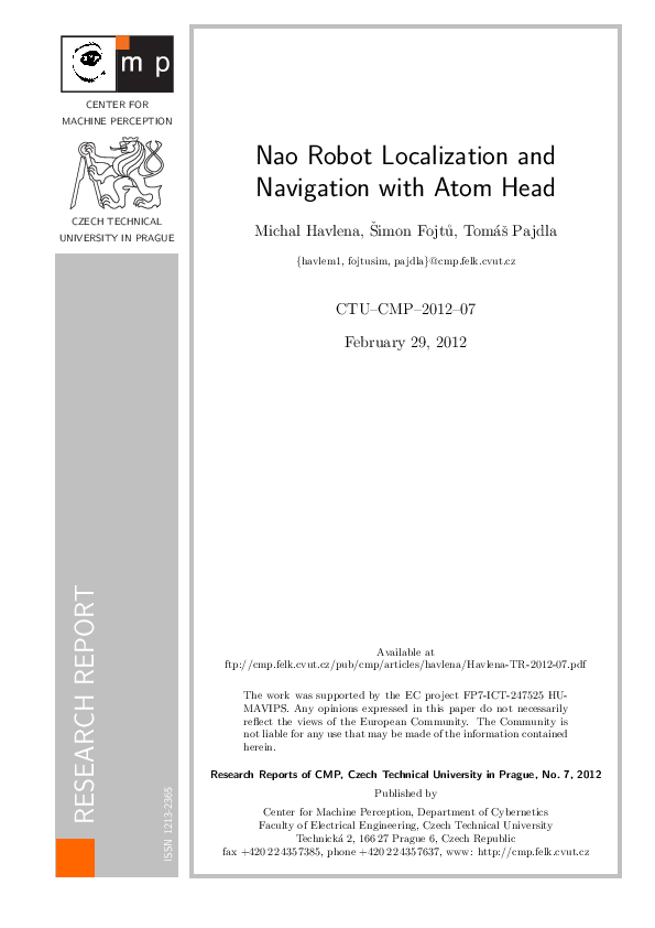 (PDF) Nao Robot Localization and Navigation with Atom Head