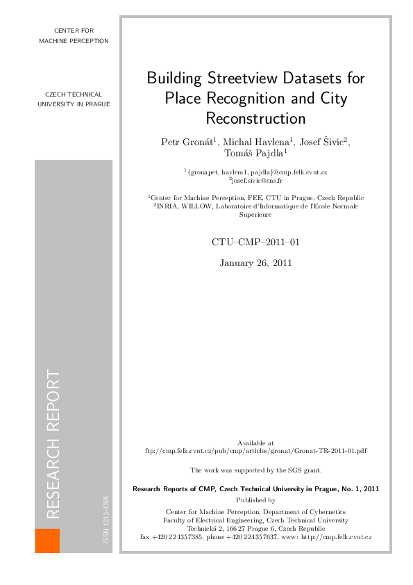 (PDF) Building streetview datasets for place recognition and city ...