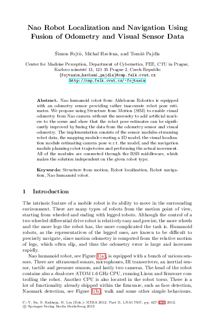 (PDF) Nao Robot Localization and Navigation Using Fusion of Odometry ...