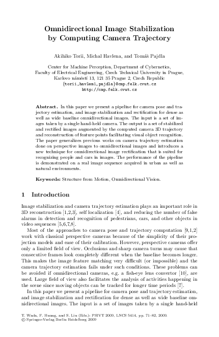 (PDF) Omnidirectional Image Stabilization by Computing Camera Trajectory