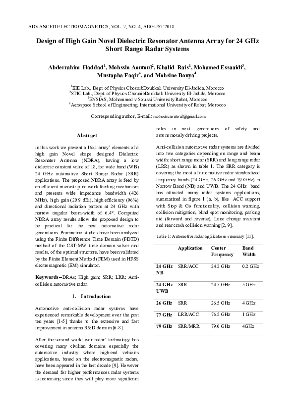 (PDF) Design of High Gain Novel Dielectric Resonator Antenna Array for ...