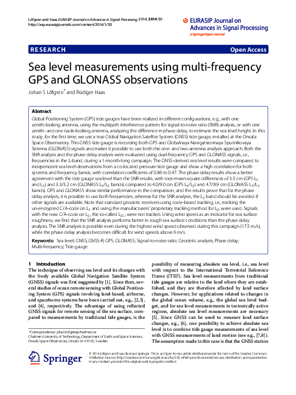 (PDF) Sea level measurements using multi-frequency GPS and GLONASS ...