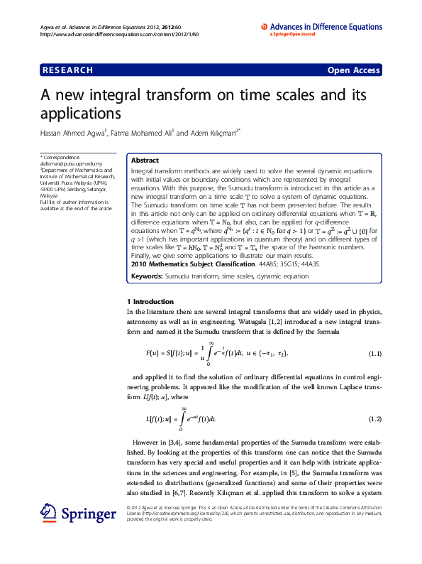 (PDF) A new integral transform on time scales and its applications