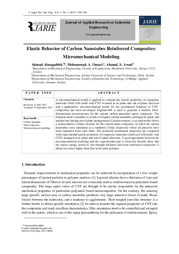 (PDF) Elastic Behavior of Carbon Nanotubes Reinforced Composites ...