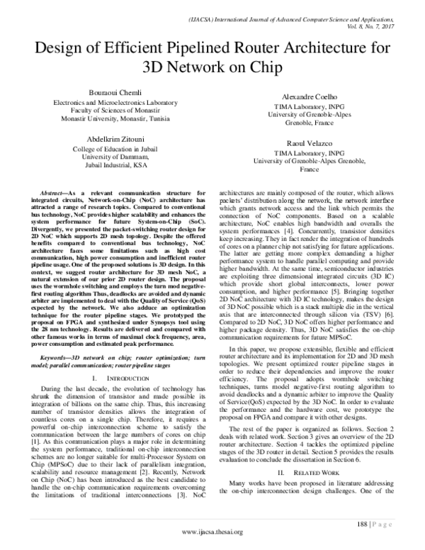 (PDF) Design of Efficient Pipelined Router Architecture for 3D Network ...