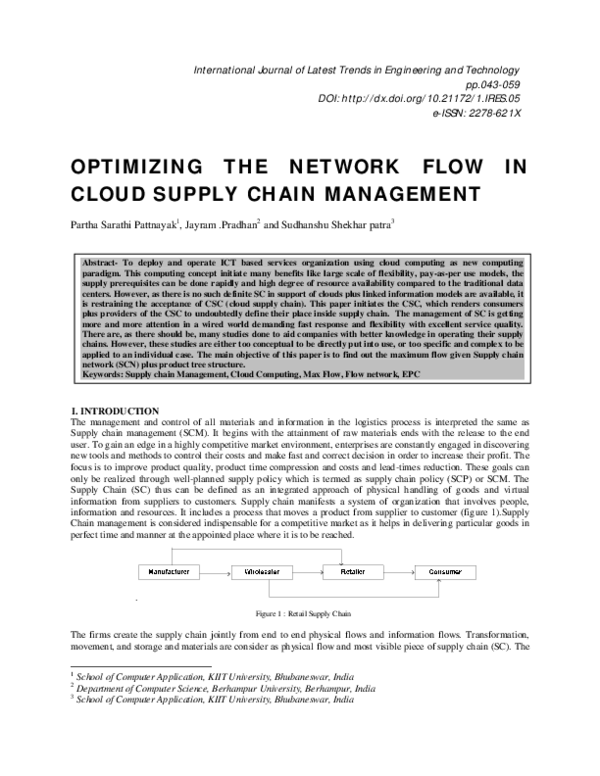 (PDF) Optimizing the Network Flow in Cloud Supply Chain Management