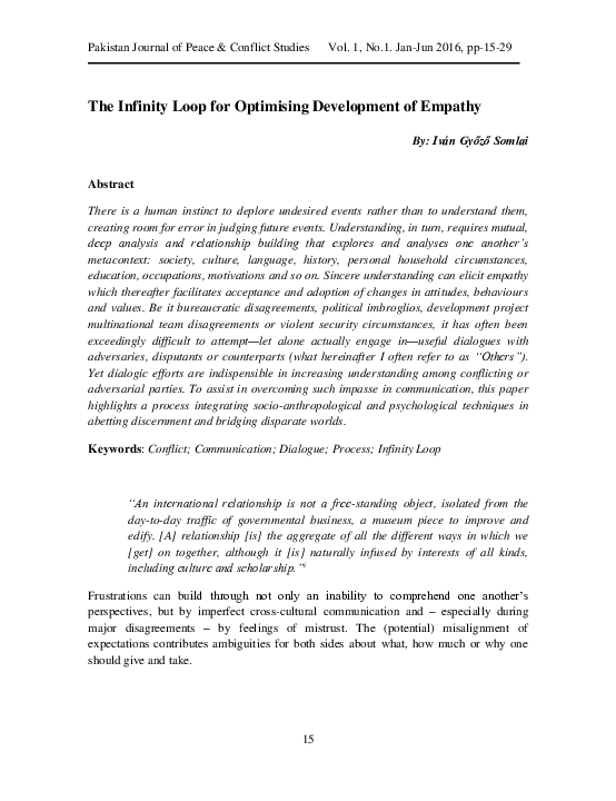 (PDF) The Infinity Loop for Optimising Development of Empathy