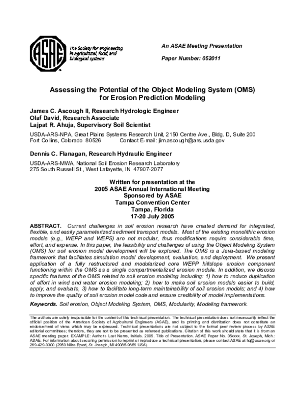  pdf assessing the potential of the object modeling system oms for