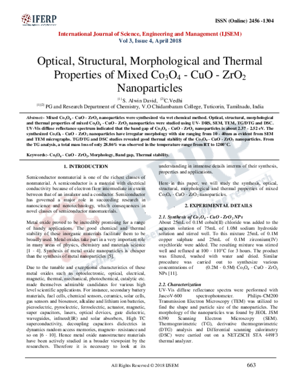 (PDF) Optical, Structural, Morphological and Thermal Properties of ...