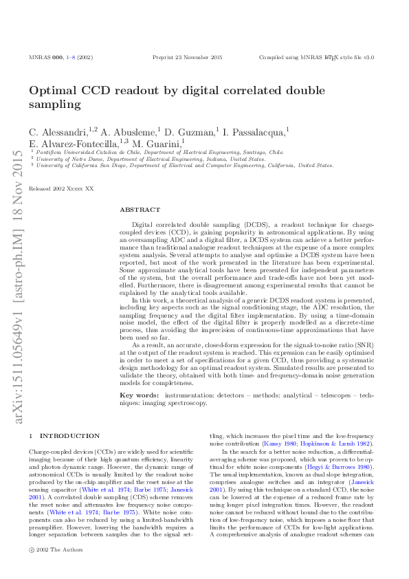 (PDF) Optimal CCD readout by digital correlated double sampling ...