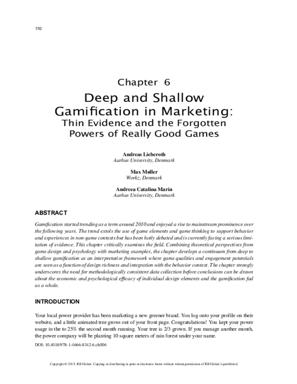 (PDF) Deep and Shallow Gamification in Marketing
