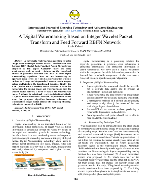(PDF) images based on Integer Wavelet Packet Transform and Feed
