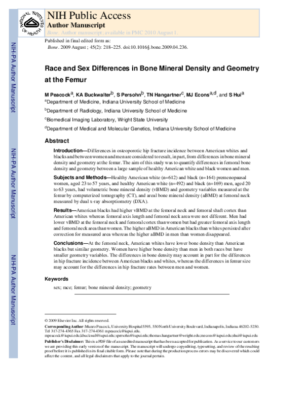 (PDF) Race and sex differences in bone mineral density and geometry at ...