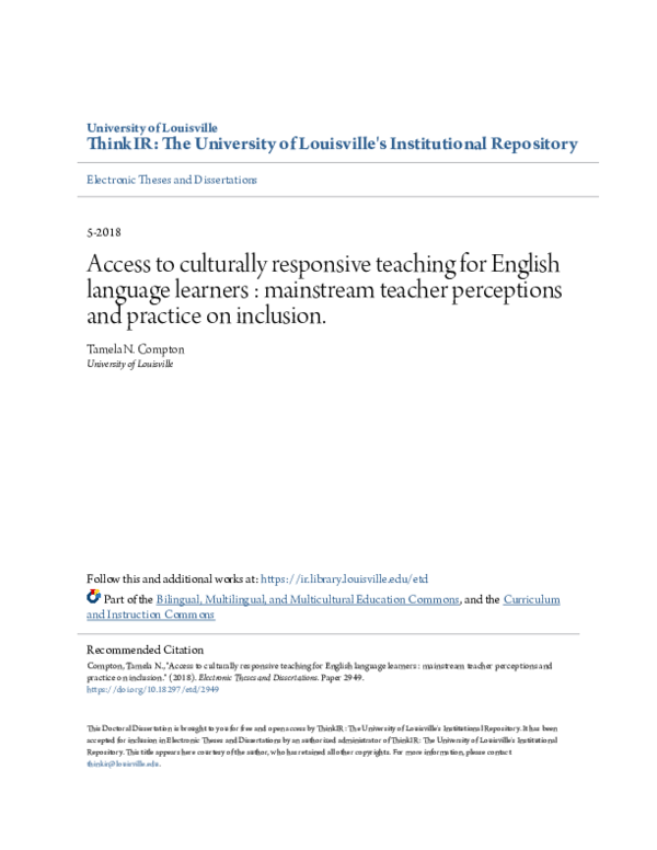 (PDF) Access to culturally responsive teaching for English language ...