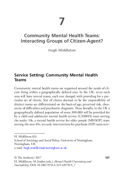 (PDF) Community Mental Health Teams: Interacting Groups of Citizen-Agent?
