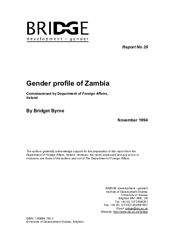(PDF) Gender profile of Zambia