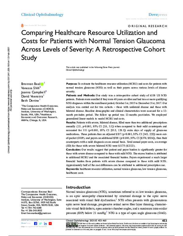 (PDF) Comparing Healthcare Resource Utilization and Costs for Patients ...