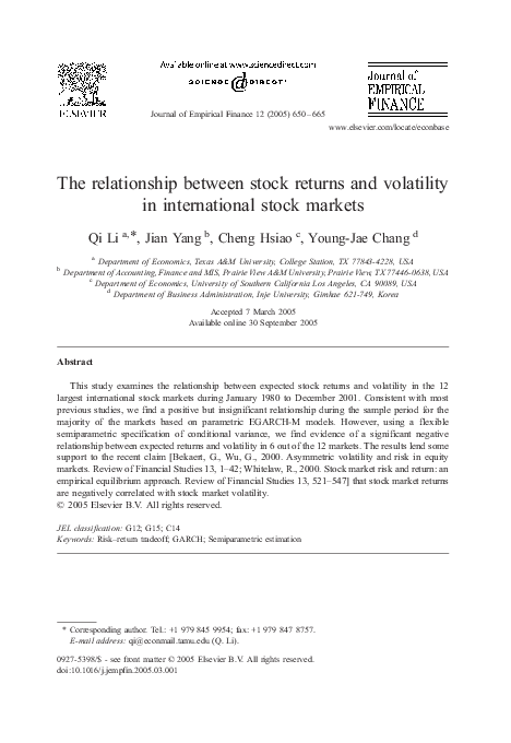 (PDF) The relationship between stock returns and volatility in ...