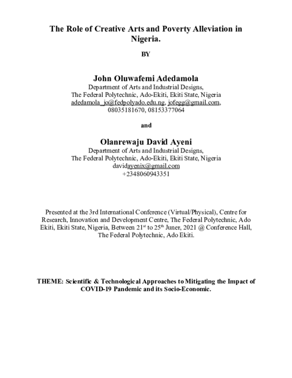(DOC) The Role of Creative Arts and Poverty Alleviation in Nigeria